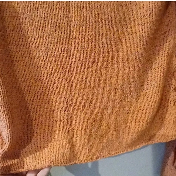 MinkPink Knit Top Bell Sleeve V Neck‎ Lace Up Bronze Blouse side ties - Picture 6 of 6